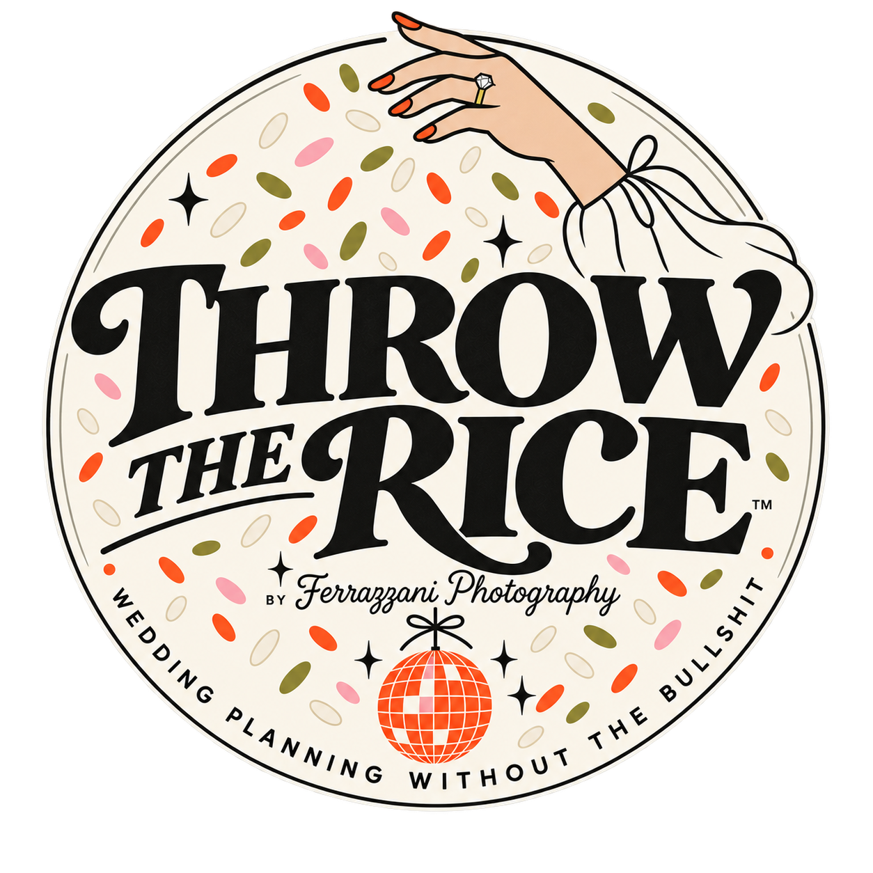 Throw the Rice — a hand tossing rice over a disco ball